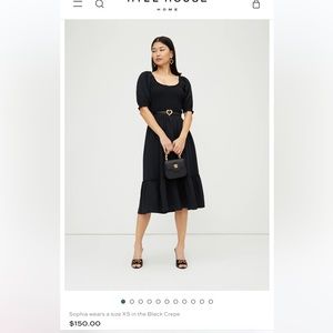 Hill House Louisa Nap dress Black Crepe (wrinkle dress) size medium. NWT